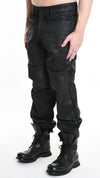 LA HAINE INSIDE US - COATED DENIM TROUSERS 1108, IN BLACK