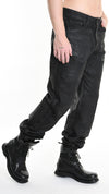 LA HAINE INSIDE US - COATED DENIM TROUSERS 1108, IN BLACK