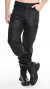 LA HAINE INSIDE US - COATED DENIM TROUSERS 1108, IN BLACK