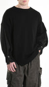 LA HAINE INSIDE US - OVERSIZED SWEATER WITH DENIM SLEEVES 1111, IN BLACK