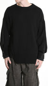LA HAINE INSIDE US - OVERSIZED SWEATER WITH DENIM SLEEVES 1111, IN BLACK