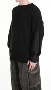 LA HAINE INSIDE US - OVERSIZED SWEATER WITH DENIM SLEEVES 1111, IN BLACK