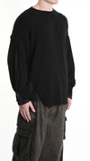 LA HAINE INSIDE US - OVERSIZED SWEATER WITH DENIM SLEEVES 1111, IN BLACK