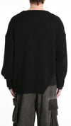 LA HAINE INSIDE US - OVERSIZED SWEATER WITH DENIM SLEEVES 1111, IN BLACK