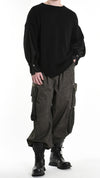 LA HAINE INSIDE US - OVERSIZED SWEATER WITH DENIM SLEEVES 1111, IN BLACK