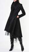 LA HAINE INSIDE US - ASYMMETRIC COAT 802, IN BLACK