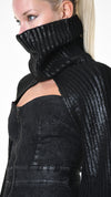 LA HAINE INSIDE US - COATED RIBBED SHRUG, IN BLACK