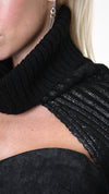 LA HAINE INSIDE US - COATED RIBBED SHRUG, IN BLACK