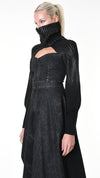LA HAINE INSIDE US - COATED RIBBED SHRUG, IN BLACK