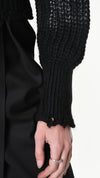 LA HAINE INSIDE US - COATED CROP SWEATER, IN BLACK