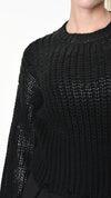 LA HAINE INSIDE US - COATED CROP SWEATER, IN BLACK