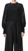 LA HAINE INSIDE US - COATED CROP SWEATER, IN BLACK