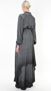 LA HAINE INSIDE US - ASYMMETRIC SATIN DRESS 918, IN GREY