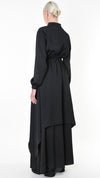 LA HAINE INSIDE US - ASYMMETRIC SATIN DRESS 918, IN BLACK