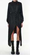 LA HAINE INSIDE US - ASYMMETRIC SATIN DRESS 918, IN BLACK