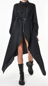 LA HAINE INSIDE US - ASYMMETRIC SATIN DRESS 918, IN BLACK