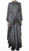 LA HAINE INSIDE US - ASYMMETRIC SATIN DRESS 918, IN GREY