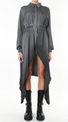 LA HAINE INSIDE US - ASYMMETRIC SATIN DRESS 918, IN GREY