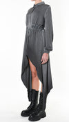 LA HAINE INSIDE US - ASYMMETRIC SATIN DRESS 918, IN GREY
