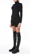 LA HAINE INSIDE US - ASYMMETRIC VISCOSE DRESS 949, IN BLACK