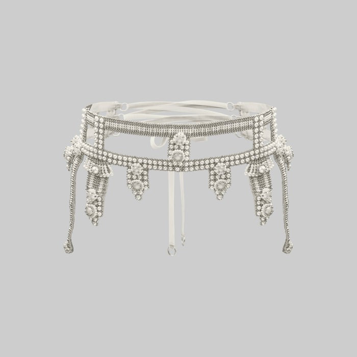 OBJECT AND DAWN - PEARL AMAYA MODULAR GARTER BELT W/ WHITE TASSELS Springsioux OBJECT AND DAWN - PEARL AMAYA MODULAR GARTER BELT W/ WHITE TASSELS Springsioux