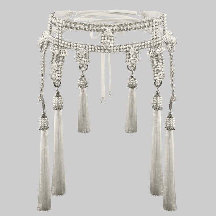 OBJECT AND DAWN - PEARL AMAYA MODULAR GARTER BELT W/ WHITE TASSELS Springsioux OBJECT AND DAWN - PEARL AMAYA MODULAR GARTER BELT W/ WHITE TASSELS Springsioux