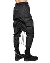 MINOAR - ASPECT LAYERED CONSTRUCT SKIRT TROUSERS, IN BLACK