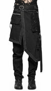 MINOAR - CARGO MULTI-CUT ASYMMETRIC KILT, IN BLACK