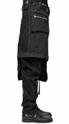 MINOAR - CARGO MULTI-CUT ASYMMETRIC KILT, IN BLACK