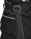 MINOAR - CARGO MULTI-CUT ASYMMETRIC KILT, IN BLACK