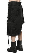 MINOAR - CARGO MULTI-CUT ASYMMETRIC KILT, IN BLACK