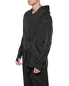 MINOAR - CLUSTER HOODED SECURE KNIT CARDIGAN, IN BLACK