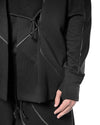 MINOAR - CLUSTER HOODED SECURE KNIT CARDIGAN, IN BLACK