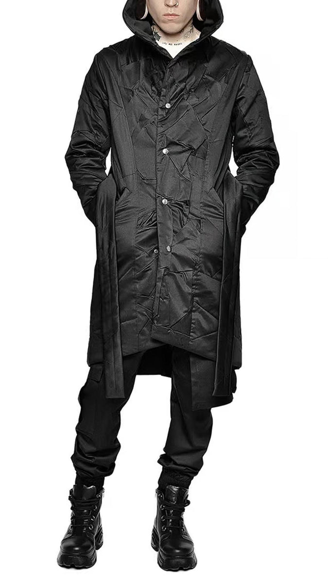 Wrapper Coat MINOAR - CRUSHED HIGH NECK WRAPPER COAT, IN BLACK – Springsioux