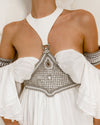 OBJECT AND DAWN - KHUTULUN MODULAR BODICE W/LEATHER, IN PEARL