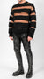 DAVID'S ROAD - LONGSLEEVE TOP WITH KNITTED AND TRANSPARENT STRIPES, IN BLACK