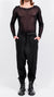 NOSTRA SANTISSIMA - LOW CROTCH TROUSERS WITH WHITE EDGES, IN BLACK