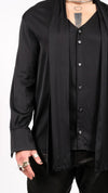 NOSTRA SANTISSIMA - SATIN SHIRT WITH RIBBON, IN BLACK