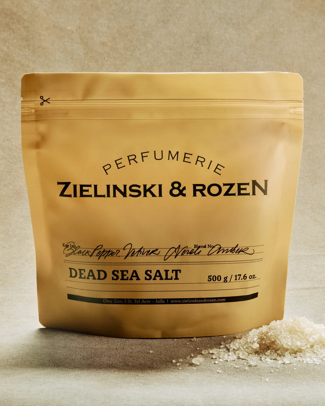 ZIELINSKI & ROZEN - SEL DE LA MER MORTE 500 GR - BLACK PEPPER, VETIVER, NEROLI, AMBER
