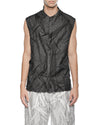 MINOAR - DIFFUSE CRUSHED SLEEVELESS SHIRT, IN BLACK