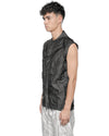 MINOAR - DIFFUSE CRUSHED SLEEVELESS SHIRT, IN BLACK