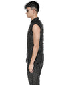 MINOAR - FILAMENTOUS SLEEVELESS COLLAR SHIRT, IN BLACK