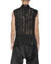 MINOAR - FILAMENTOUS SLEEVELESS COLLAR SHIRT, IN BLACK