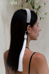 OBJECT & DAWN - AMAYA BEADED BOW MODULAR HEADBAND, IN PEARL
