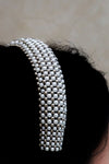 OBJECT & DAWN - AMAYA BEADED BOW MODULAR HEADBAND, IN PEARL