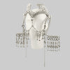 OBJECT AND DAWN - JAS MODULAR HEADPIECE SYSTEM W/FACE CHAIN, COWRIE SHELL TASSELS, IN PEARL