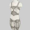 OBJECT AND DAWN - COMPLETE KHUTULUN MODULAR SYSTEM IN PEARL: TOP, BODICE, GARTER BELT, 2 GARTER BANDS