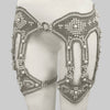 OBJECT AND DAWN - COMPLETE KHUTULUN MODULAR SYSTEM IN PEARL: TOP, BODICE, GARTER BELT, 2 GARTER BANDS