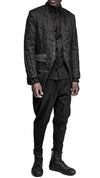 MINOAR - LINEAR CRUSHED TECHNIQUE BLAZER JACKET, IN BLACK