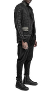 MINOAR - LINEAR CRUSHED TECHNIQUE BLAZER JACKET, IN BLACK